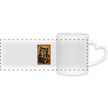 High Kitty Vibes - Panoramic mug with heart handle - white - Front