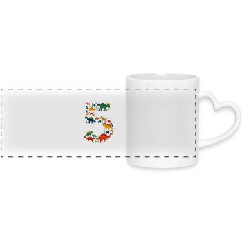 5th Birthday Dino Child - Panoramic mug with heart handle - white - Front