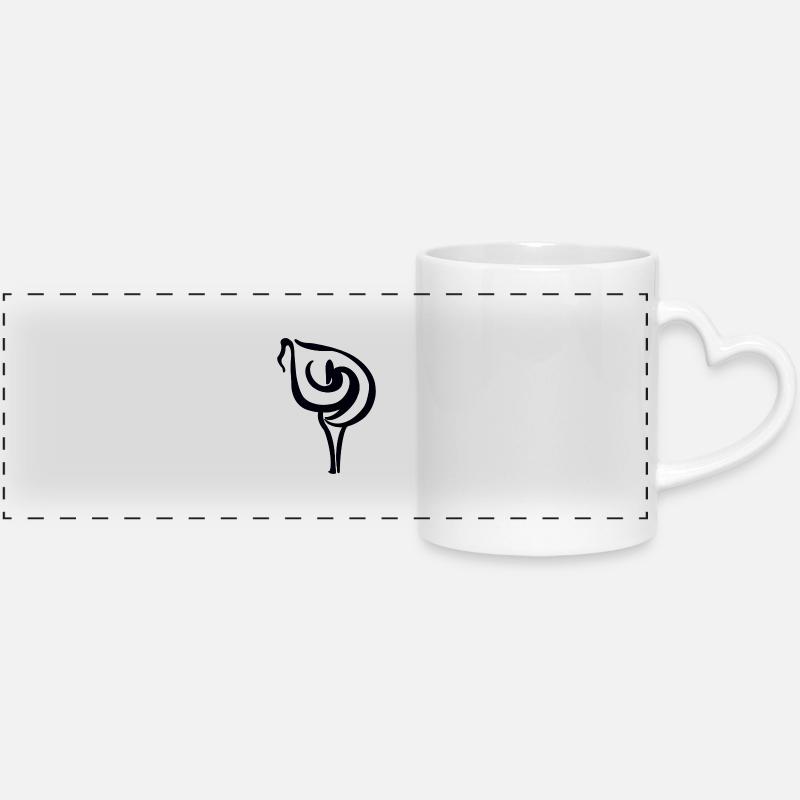 Calla Lily - Panoramic mug with heart handle - white