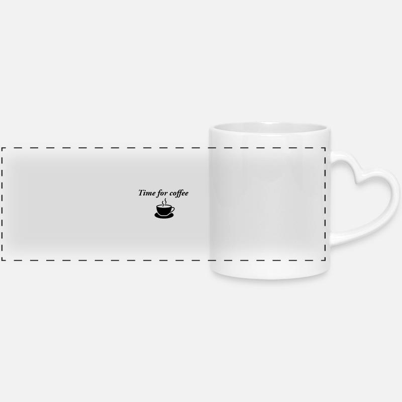"timeforcoffee" design unisex - Panoramic mug with heart handle - white