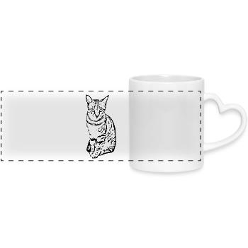 Katze Kätzchen Tigerkatze Katzenshirt Geschenk - Panoramatasse mit Herzhenkel - Weiß - Vorne