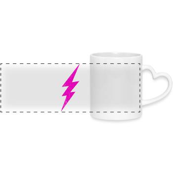 Glowing Pink Lightning - Panoramic mug with heart handle - white - Front