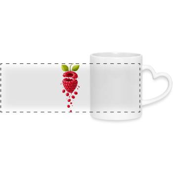 Juicy raspberry surealistic - Panoramic mug with heart handle - white - Front