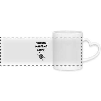 Knitting - Knit - Knitter - Stricken - Tricot - Panoramic mug with heart handle - white - Front