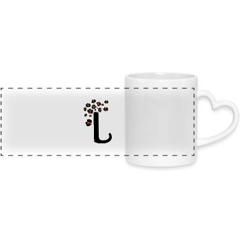 Lettre l motifs léopard - Mug panoramique avec anse en forme de cœur - blanc - Devant