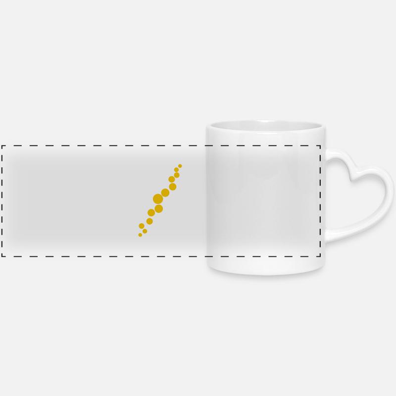 Gold diagonal - Panoramic mug with heart handle - white