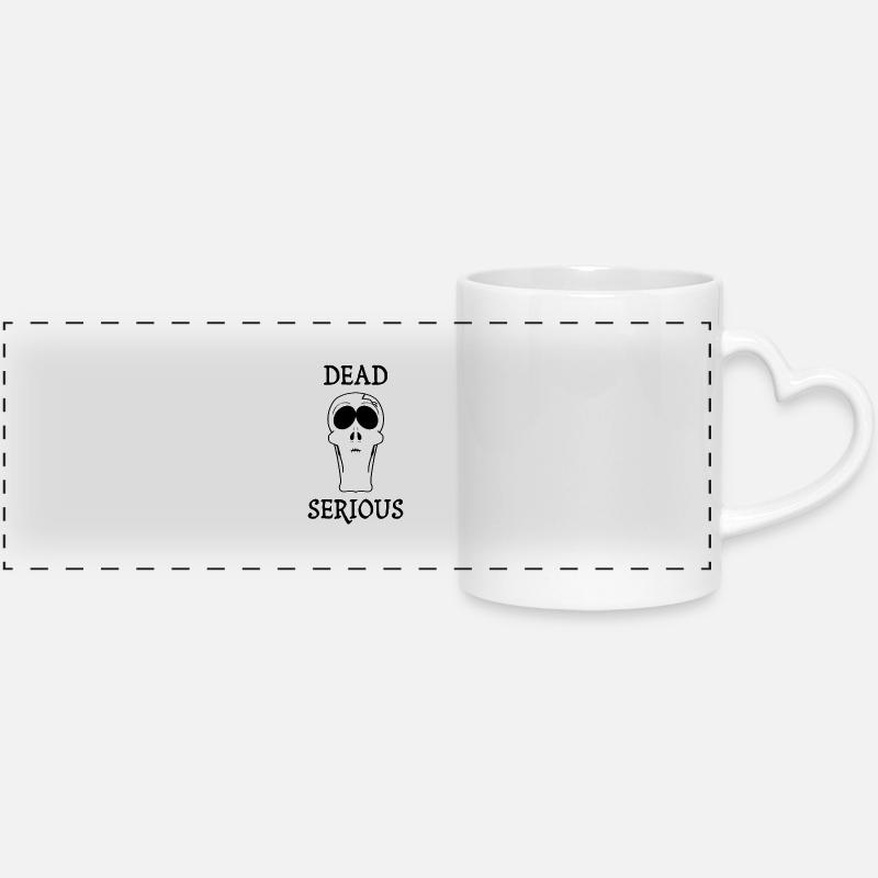 Funny Skull Death Dead Serious Dark Humor Goth - Panoramic mug with heart handle - white