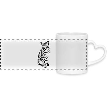 Katze Kätzchen Tigerkatze Katzenshirt Geschenk - Panoramatasse mit Herzhenkel - Weiß - Vorne