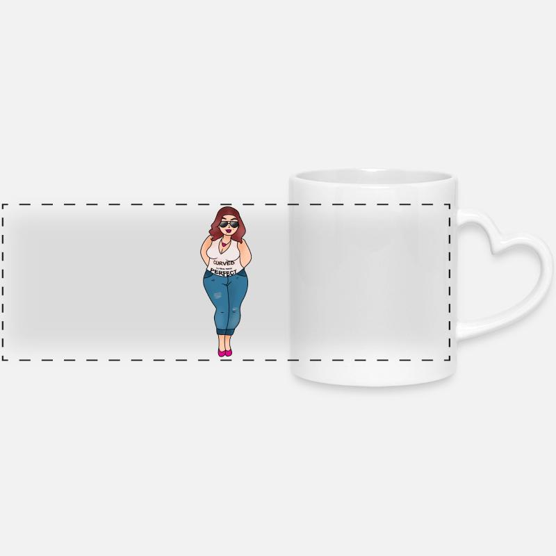 Curve is the new perfect - Panoramic mug with heart handle - white
