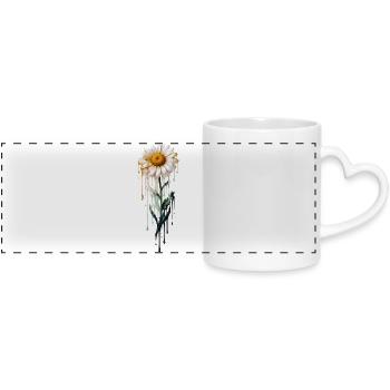Daisy mit tropfender Farbe - Panoramatasse mit Herzhenkel - Weiß - Vorne