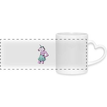 Feminist Unicorn - Panoramic mug with heart handle - white - Front