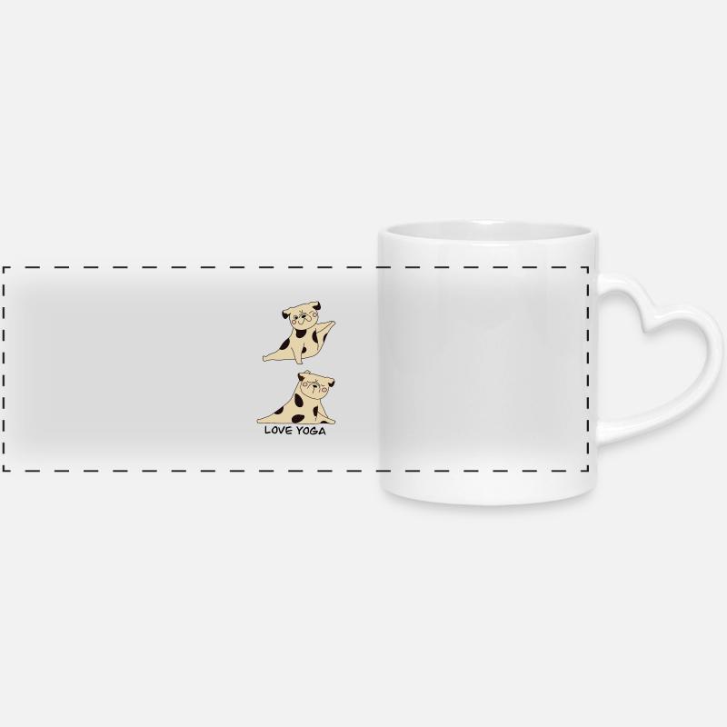 Zen Pug – Dog Yoga - Panoramic mug with heart handle - white