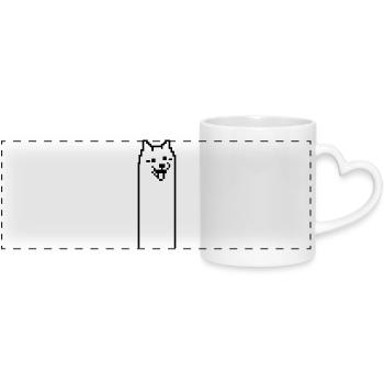 Doge Meme - Drôle de chien Internet Shiba Inu - Mug panoramique avec anse en forme de cœur - blanc - Devant