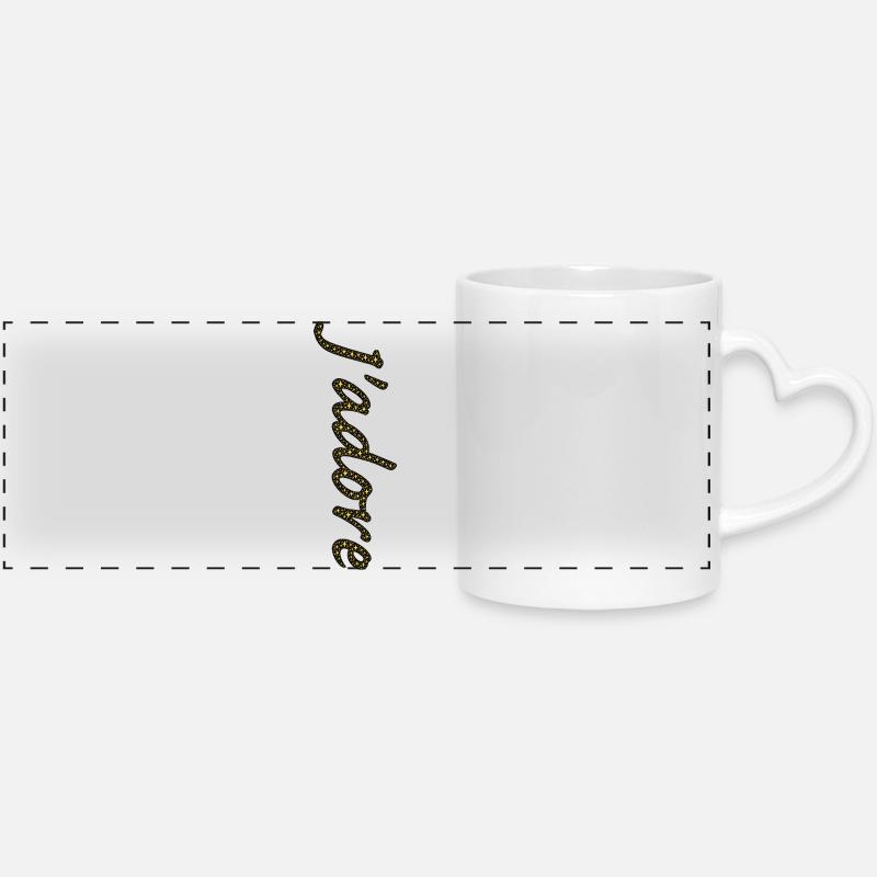 Cursive Golden Star Trail - Panoramic mug with heart handle - white