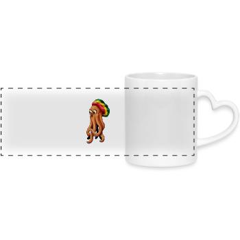 rasta squid cthuhlu - Panoramic mug with heart handle - white - Front