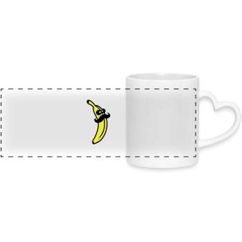 Sir Mustache Banana - Panoramatasse mit Herzhenkel - Weiß - Vorne