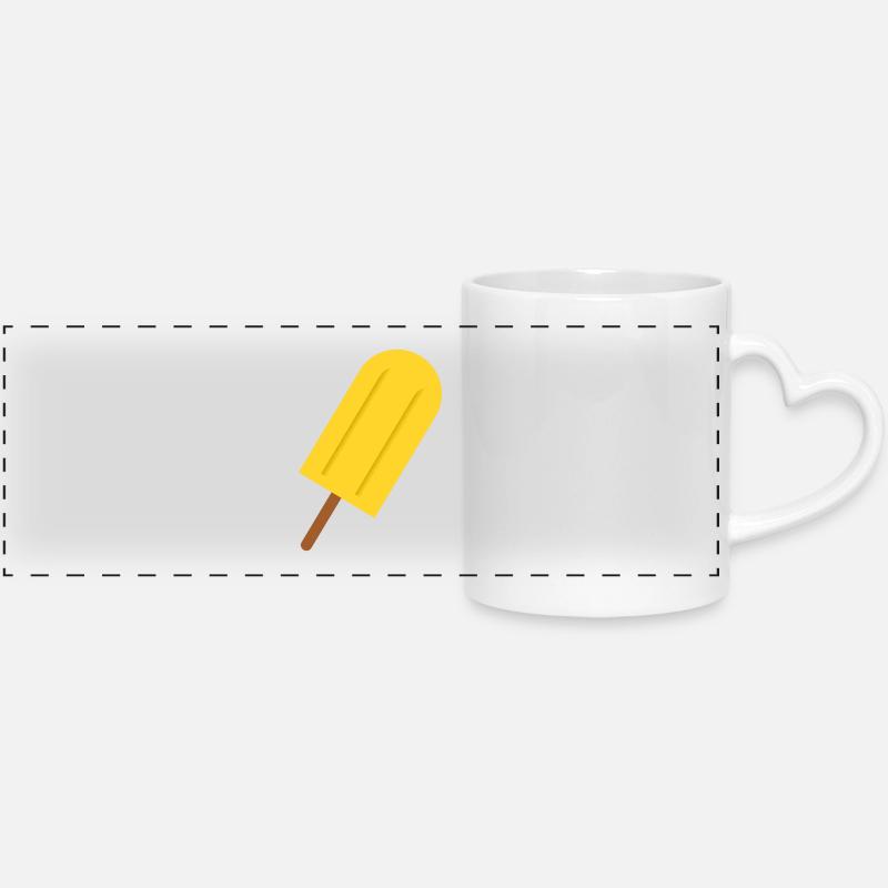 Popsicles in comic style summer - Panoramic mug with heart handle - white