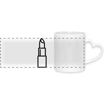 Lippenstift - Panoramatasse mit Herzhenkel - Weiß - Vorne