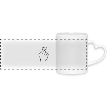 Cross Finger Gesture - Gen Z Heart - Panoramic mug with heart handle - white - Front