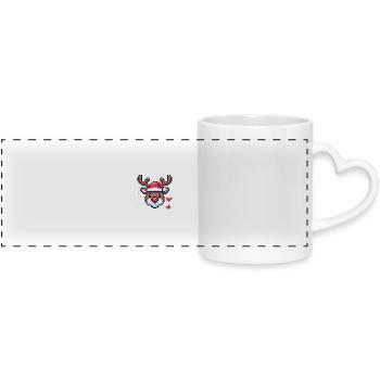 8 Bit Christmas Reindeer Head - Panoramic mug with heart handle - white - Front