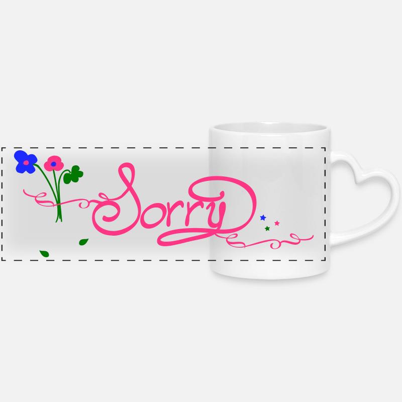 Sorry - Panoramatasse mit Herzhenkel - Weiß
