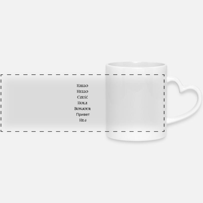 Hello multilingual | Different languages - Panoramic mug with heart handle - white