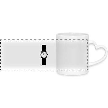 wristwatch - Panoramic mug with heart handle - white - Front