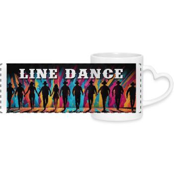 Line Dance Panorama Motiv - Panoramatasse mit Herzhenkel - Weiß - Vorne