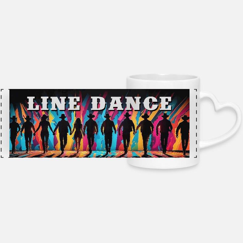 Line Dance Panorama Motif - Panoramic mug with heart handle - white