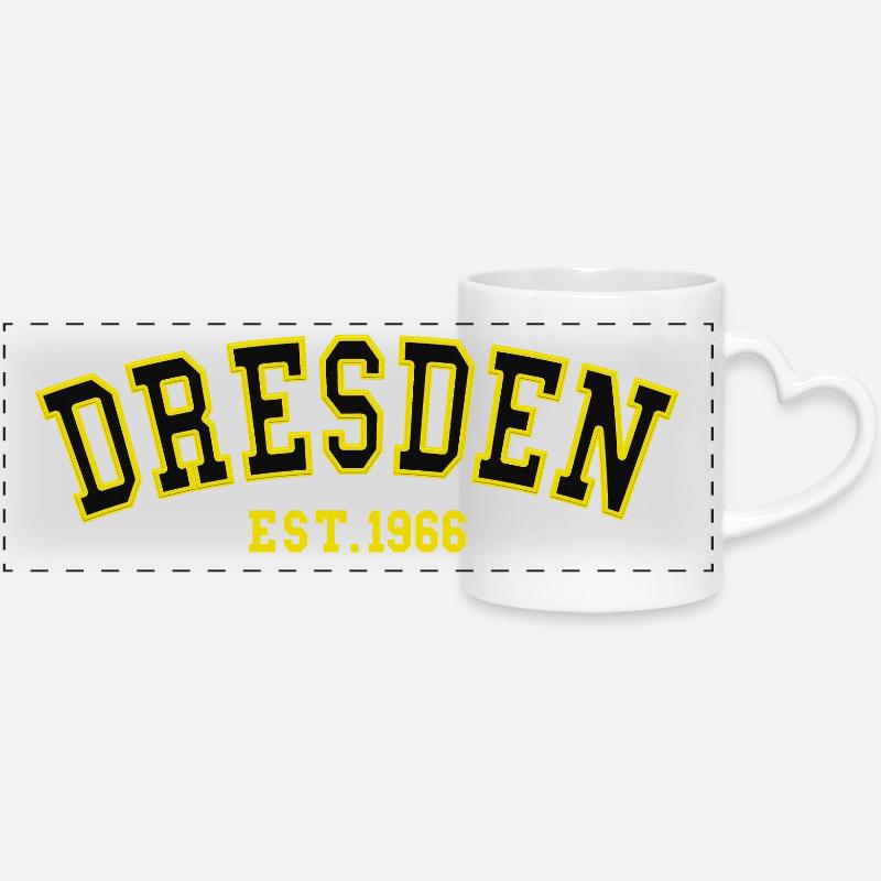 Dresden gegründet 1966 - Panoramatasse mit Herzhenkel - Weiß