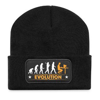 Computer Nerd Evolution - orange/weiss - Recycelte Patch Beanie - Schwarz - Vorne