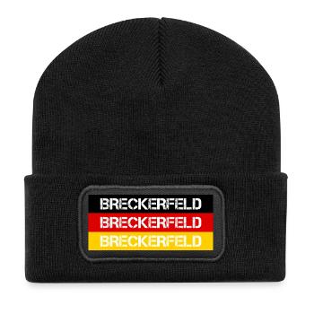 STADT BRECKERFELD, DEUTSCHLAND - Recycelte Patch Beanie - Schwarz - Vorne