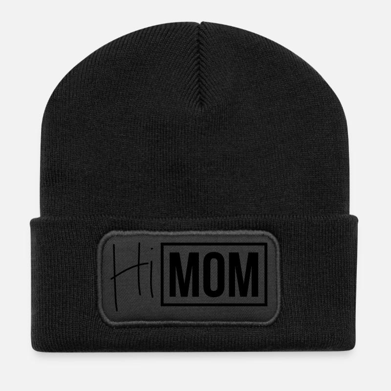 hi mom - Recycelte Patch Beanie - Schwarz
