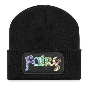 Fairy romantische Schrift - Recycelte Patch Beanie - Schwarz - Vorne