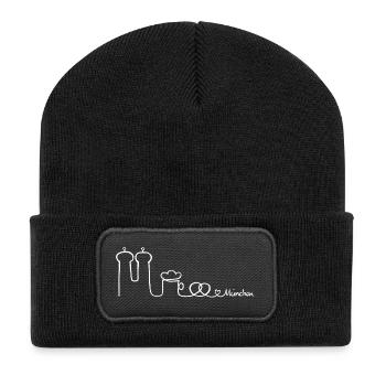 Munich - Beanie recyclé à patch - noir - Devant