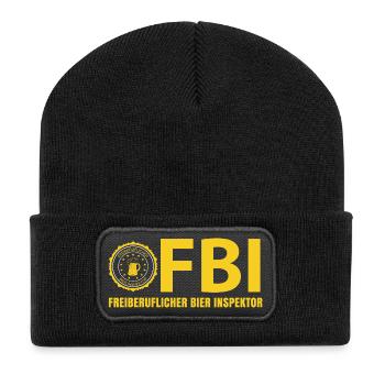 FBI Bier Inspektor - Recycelte Patch Beanie - Schwarz - Vorne