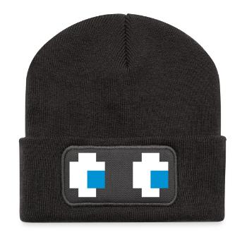 Yeux fantôme fantôme yeux console de jeu informatique comique - Beanie recyclé à patch - charbon - Devant