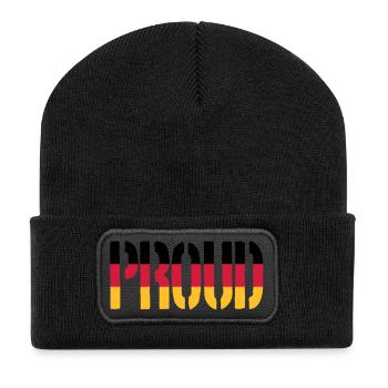 Proud Allemagne Drapeau, fier de l'Allemagne - Beanie recyclé à patch - noir - Devant