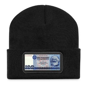 100 Mark der DDR - Recycelte Patch Beanie - Schwarz - Vorne