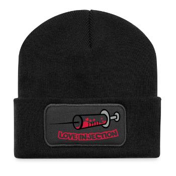 spritze_love_injection - Beanie recyclé à patch - noir - Devant