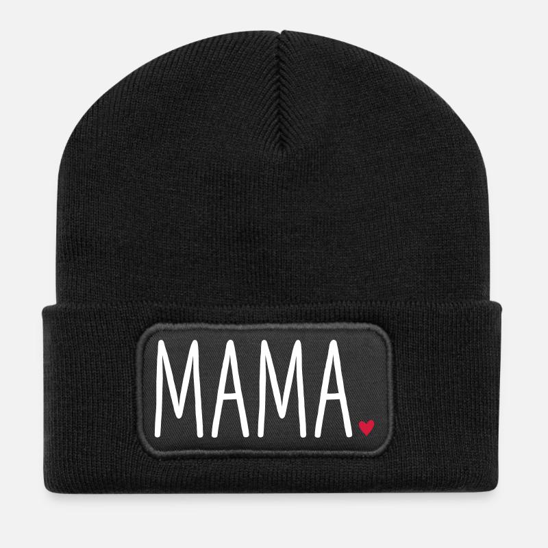 Mama Herz - Geschenk Muttertag Liebe - Recycelte Patch Beanie - Schwarz