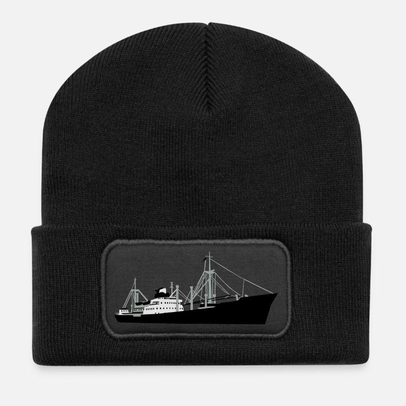Schiff - MS F. Freiligrath - Recycelte Patch Beanie - Schwarz