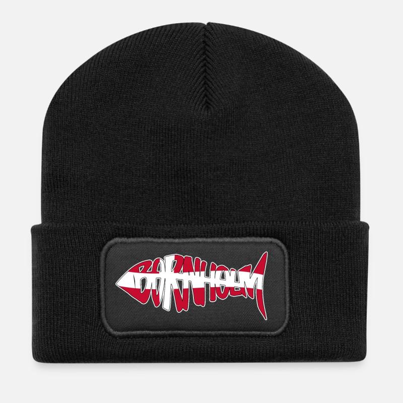 Bornholm Fisch - Recycelte Patch Beanie - Schwarz