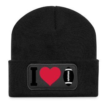 I love football J'aime le football - Beanie recyclé à patch - noir - Devant