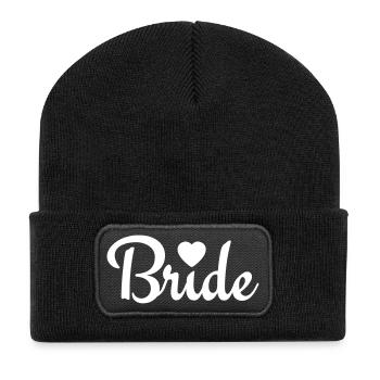bride with heart 1c - Recycled Patch Beanie - black - Front