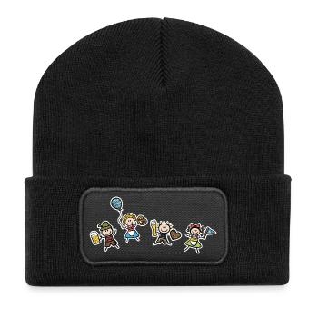 Lustige Leute in Tracht beim Freudentanz - Recycelte Patch Beanie - Schwarz - Vorne