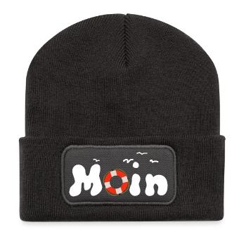 Moin Möwen Rettungsring Nordisch - Recycelte Patch Beanie - Dunkelgrau - Vorne