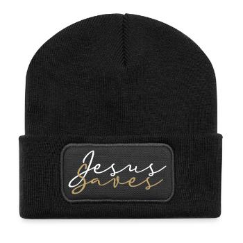 Jesus Saves White And Gold Faith Love Hope - Recycled Patch Beanie - black - Front