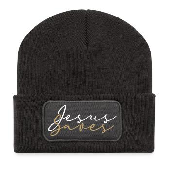 Jesus Saves Blanc Et Or Foi Amour Espérance - Beanie recyclé à patch - charbon - Devant