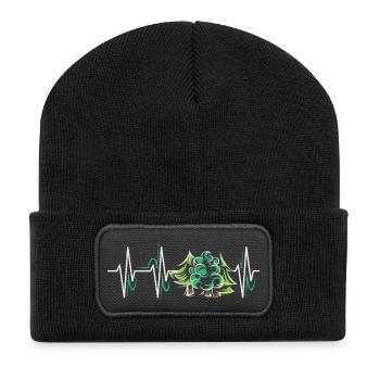 Forest Heartbeat Trees Symbol Pulse ECG icon Graphic - Recycled Patch Beanie - black - Front
